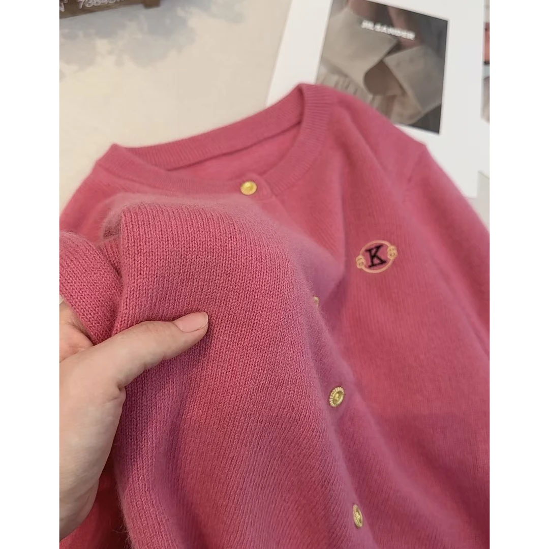 【甜心】气质软糯金扣长袖针织开衫秋冬韩系百搭毛衣外套女春秋款