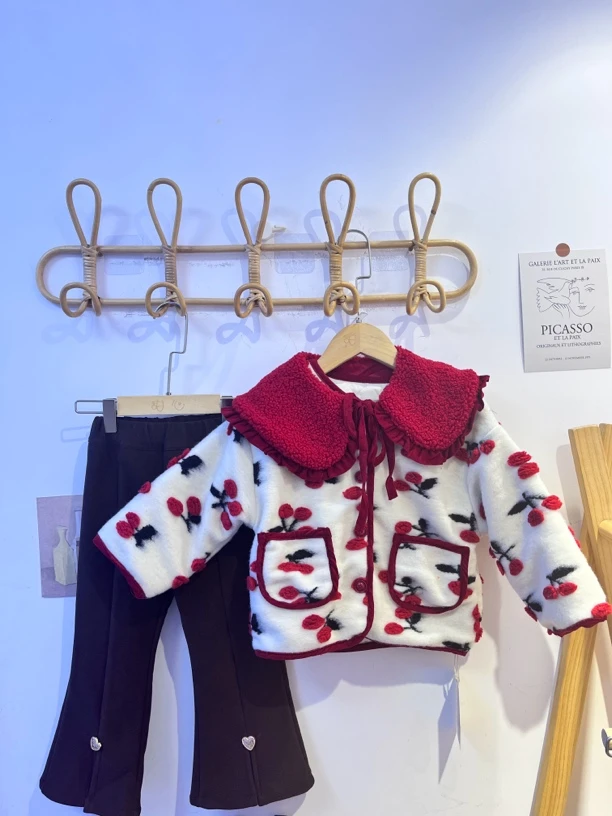 韩系秋冬外套时尚红色加绒