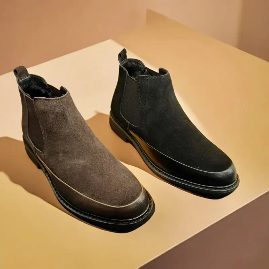 23709-英伦翻毛皮切尔西皮鞋男士