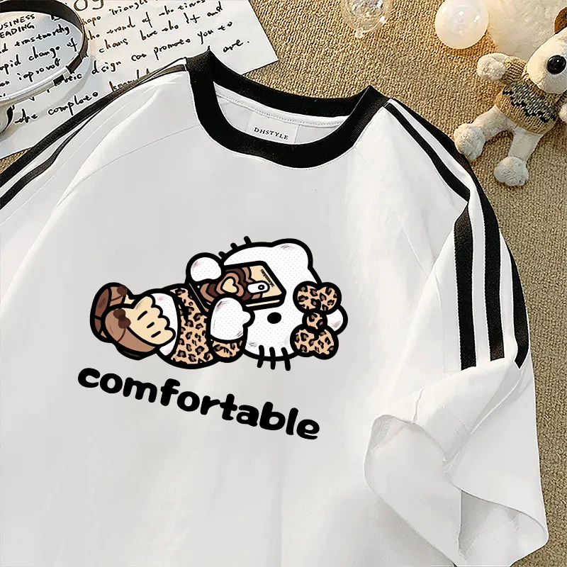 【280-353】三条杠插肩袖正肩版型短袖T恤