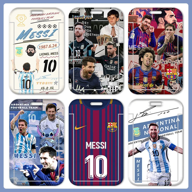 球星梅西卡套大巴黎阿根廷学生校牌校园卡饭卡滑盖公交卡带挂绳