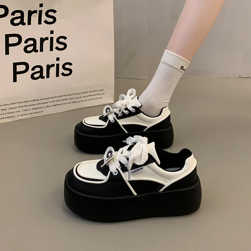 爆款高级感百搭小白鞋增高厚底板鞋女2025新款春季休闲运动松糕鞋