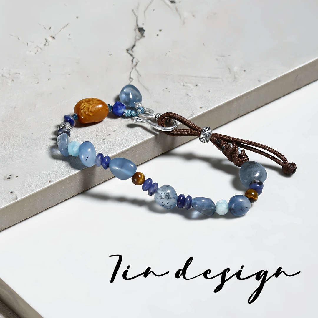 925银手链 7in.FG【蓝语】原创小众设计复古手作手工蓝色手链