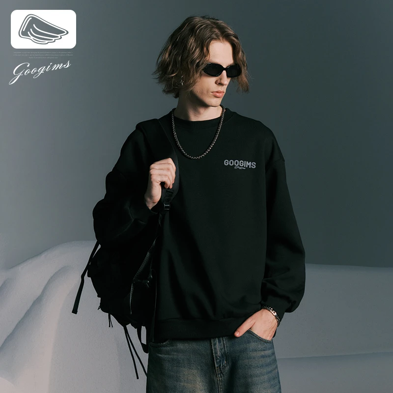 Googims秋季圆领卫衣男女同款情侣款休闲百搭翅膀宽松套头上衣