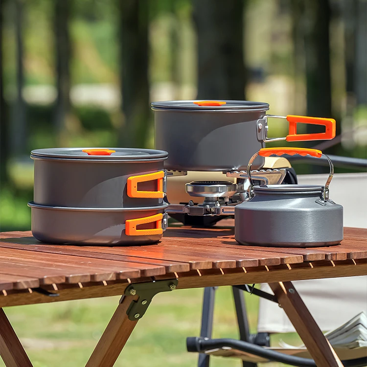 猿狼露营炊具户外烧水壶便携式锅煎锅野外野营餐具套锅用品锅具