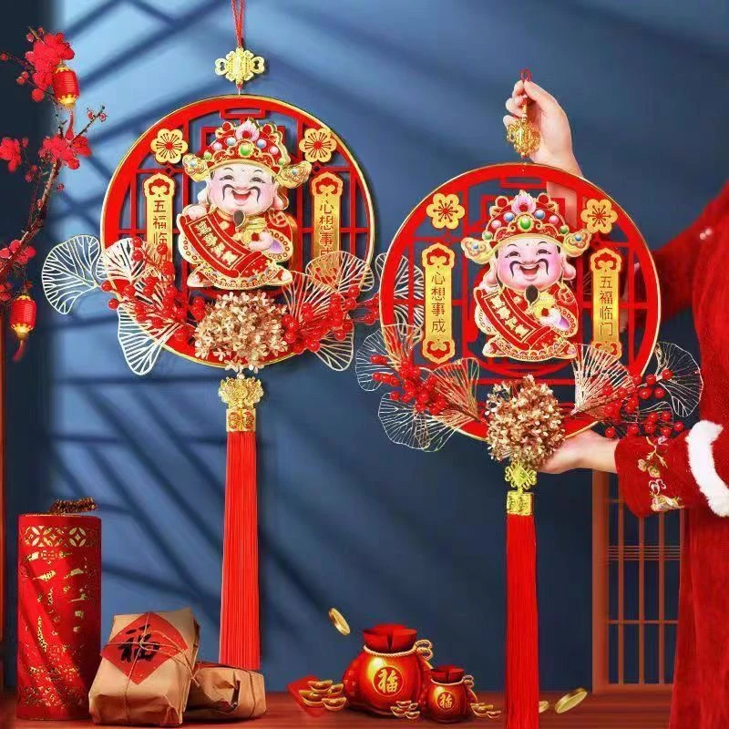 2024财神爷新款电动摇头财神亚克力春节结婚乔迁喜庆装饰