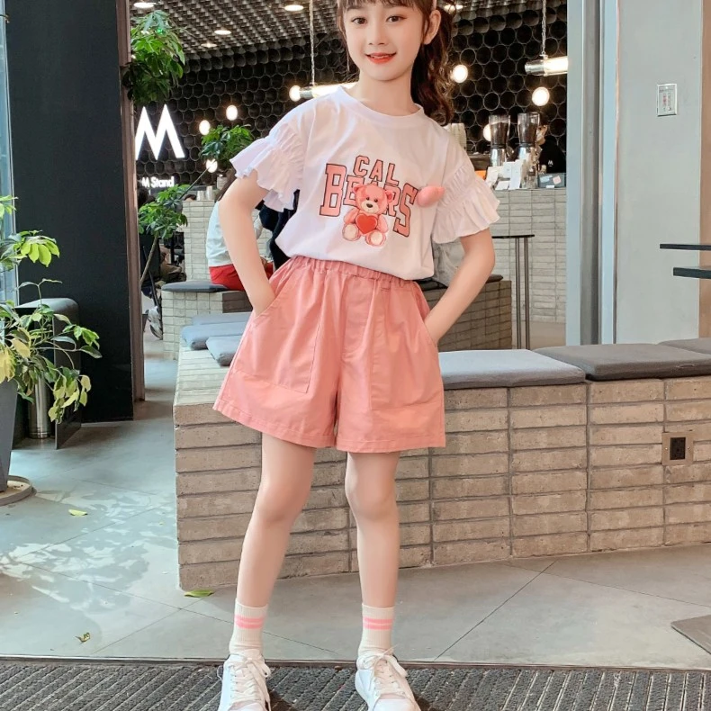 女童夏季新款休闲运动套装中大童潮流网红短袖短裤两件套