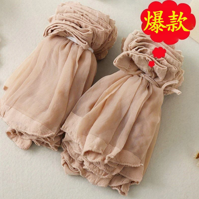 丝袜短款女士水晶袜防勾丝高弹纯色肉色百搭薄款透明夏季耐磨春秋