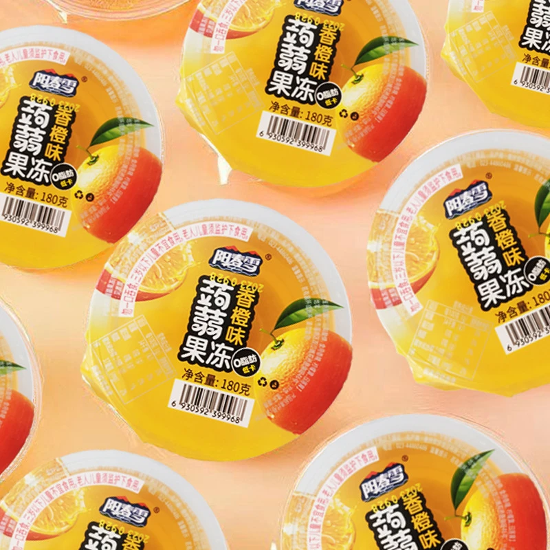 蒟蒻果冻180g大杯香橙味果冻整箱水果儿童零食吸吸果冻