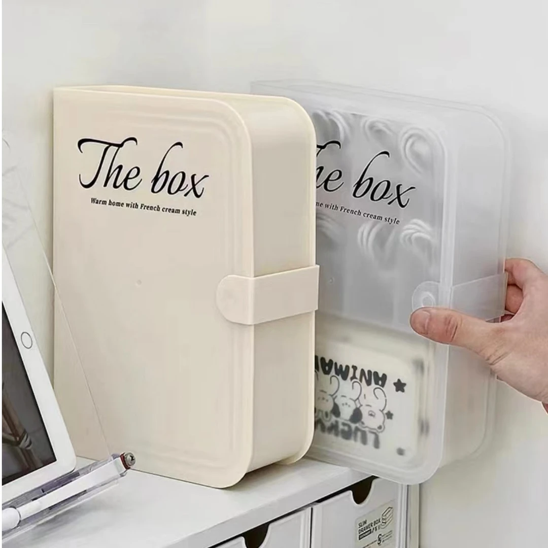 书本数据线收纳盒奶油风桌面多功能充电器手机防尘插头大容量多格