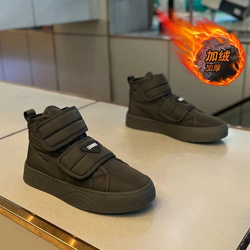 【小扬哥推荐】高帮棉鞋男冬季新款加绒保暖户外休闲魔术贴雪地靴