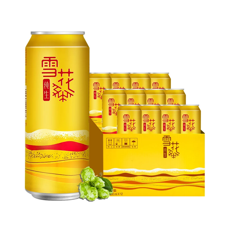 SNOW/雪花纯生系列500ml*12听原麦汁浓度浓郁清爽黄啤酒整箱