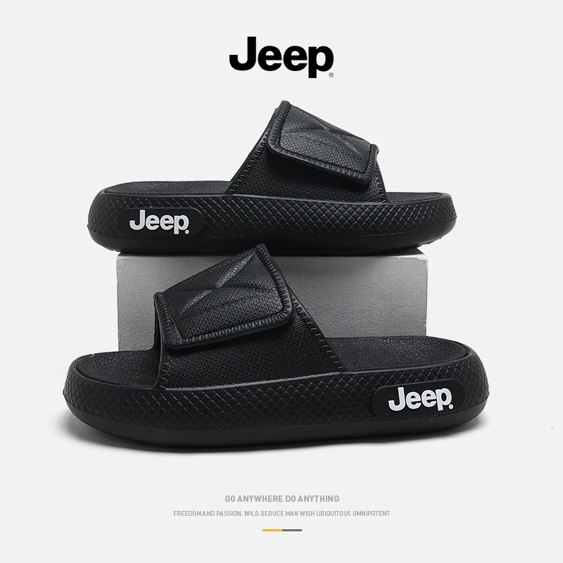 JEEP/吉普拖鞋夏季男士外出结实耐用拖鞋厚底防滑魔术贴沙滩鞋