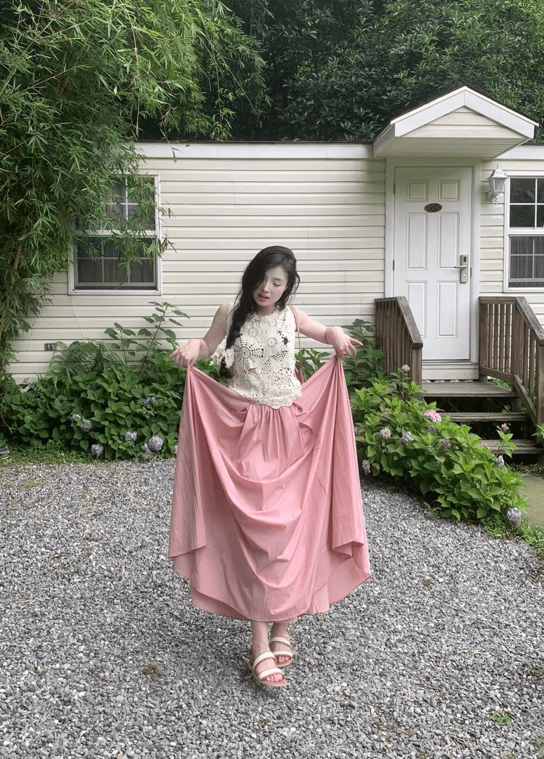 法式花朵背心 小众设计高级蕾丝镂空钩花工艺重工短款上衣女2024