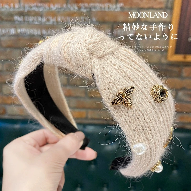 秋冬手作小蜜蜂高炉顶毛线发箍A51