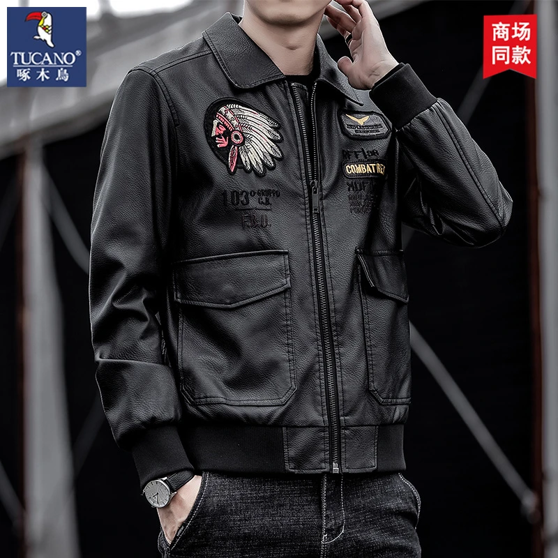 TUCANO/啄木鳥夹克男士休闲修身帅气潮流时尚百搭春秋季翻领机车
