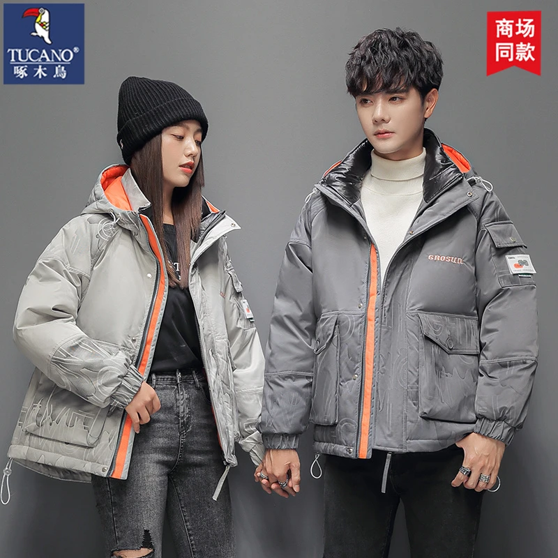 TUCANO/啄木鳥羽绒服男短款休闲情侣连帽潮流保暖秋冬季三防外套