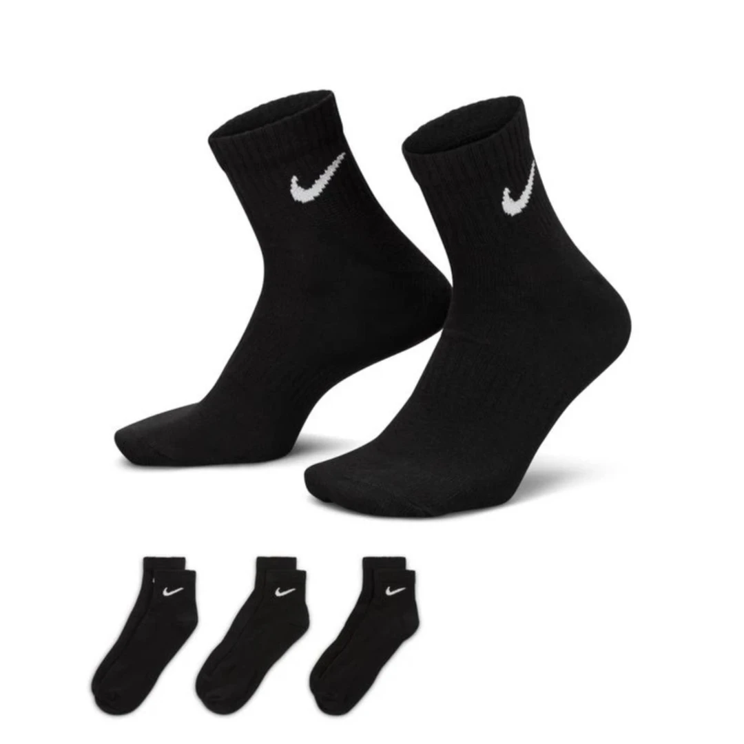 Nike耐克男士透气黑色跑步吸汗训练中筒休闲防臭棉袜SX7677-010
