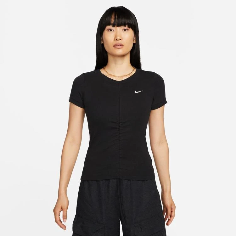 Nike耐克女子ESSNTL运动休闲黑色圆领短款常规短袖T恤-FB8277-010