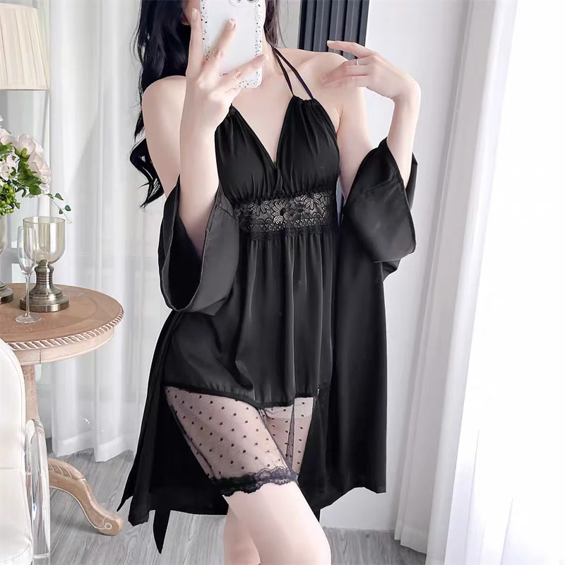 【魂牵梦绕】夏季薄款宽松蕾丝露背宫廷性感睡袍网红女士睡裙家居服