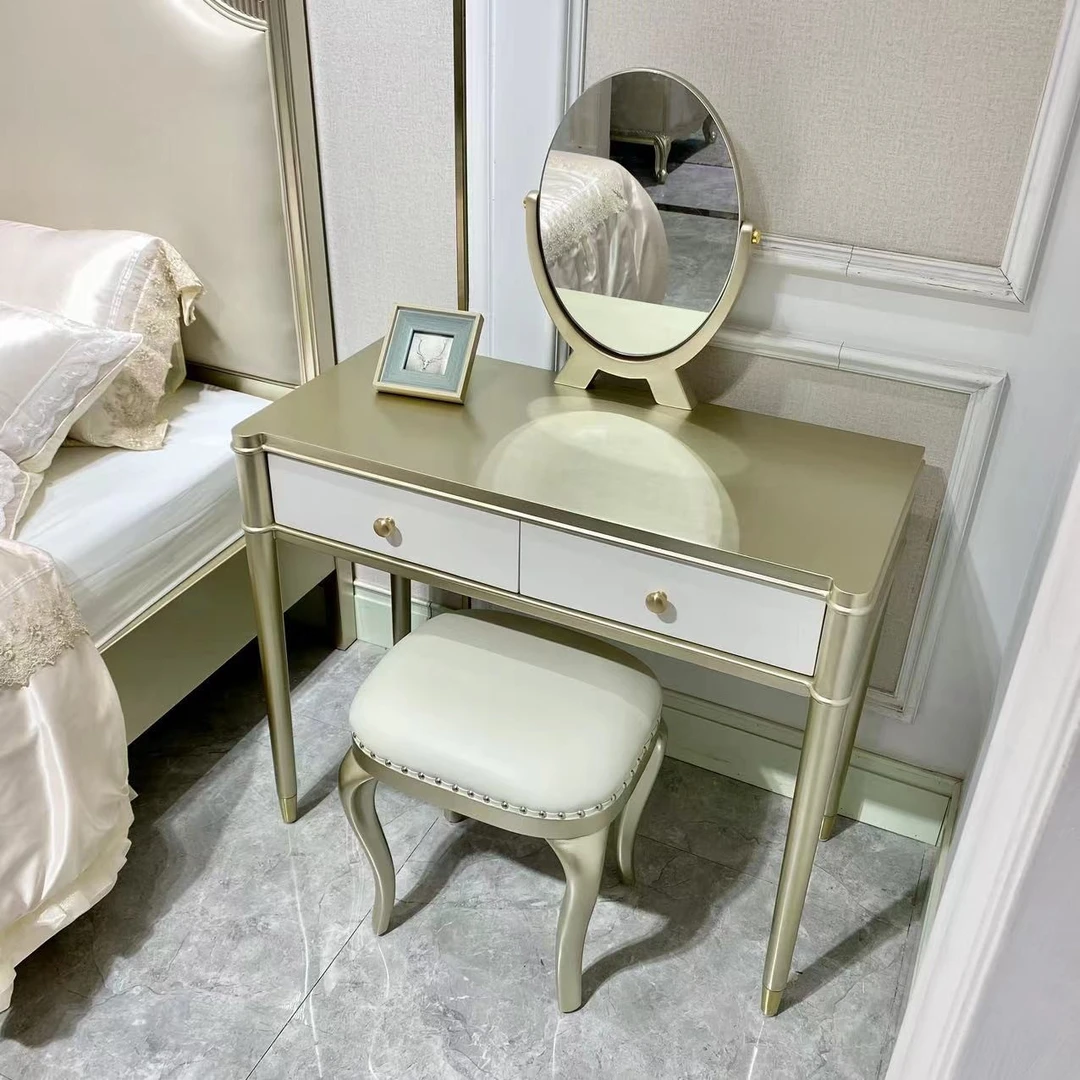 FD09美式轻奢烤漆实木妆台妆镜/家用卧室化妆桌（尺寸900*430*760）