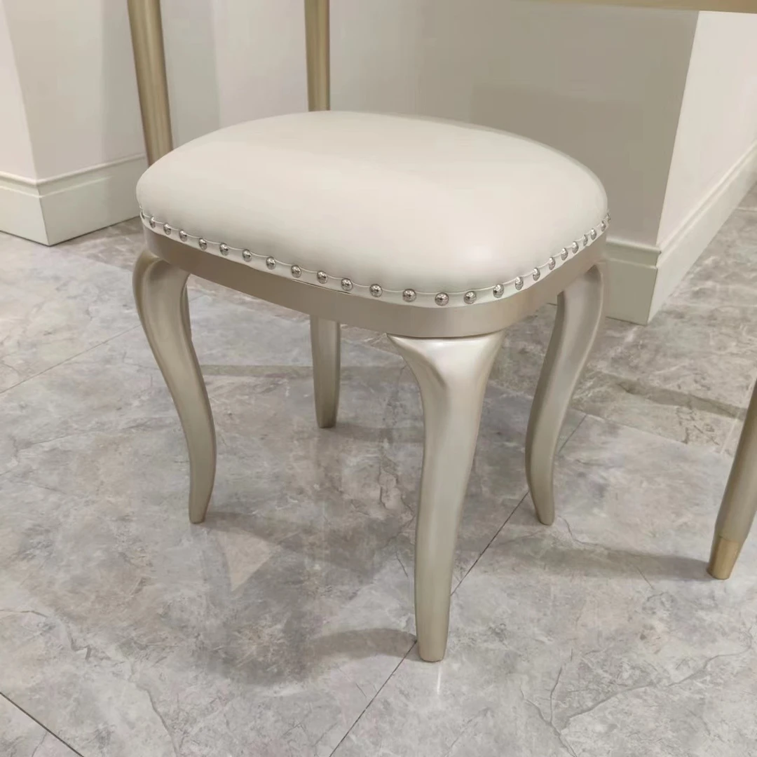 FF05美式轻奢香槟色实木妆凳/家用化妆凳换鞋凳（尺寸430*360*440）