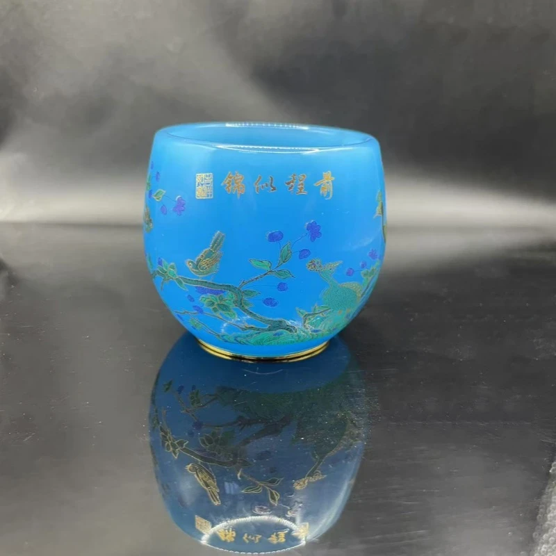 【前程似锦】夜光蓝琉璃 主人杯 精美茶杯手工有气泡属正常现象