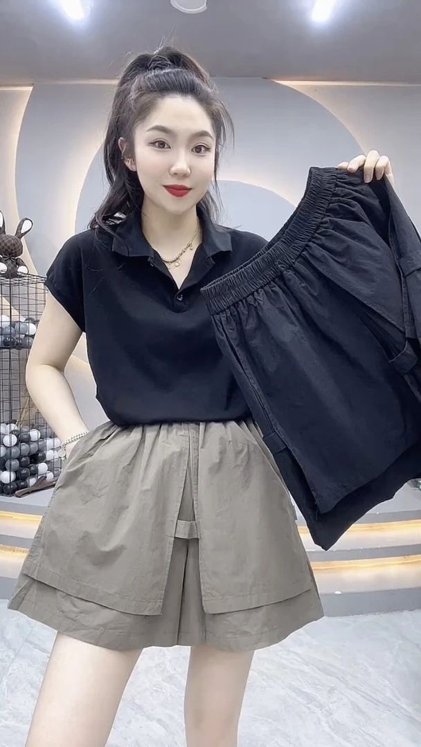 个性新款双层花苞裤女夏季薄款复古大码百搭假两件短裤