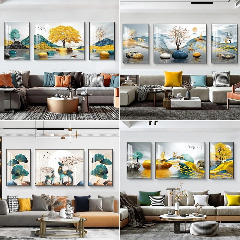 【晶瓷镶砖】轻奢现代简约客厅装饰画新中式高档大气沙发背景挂画