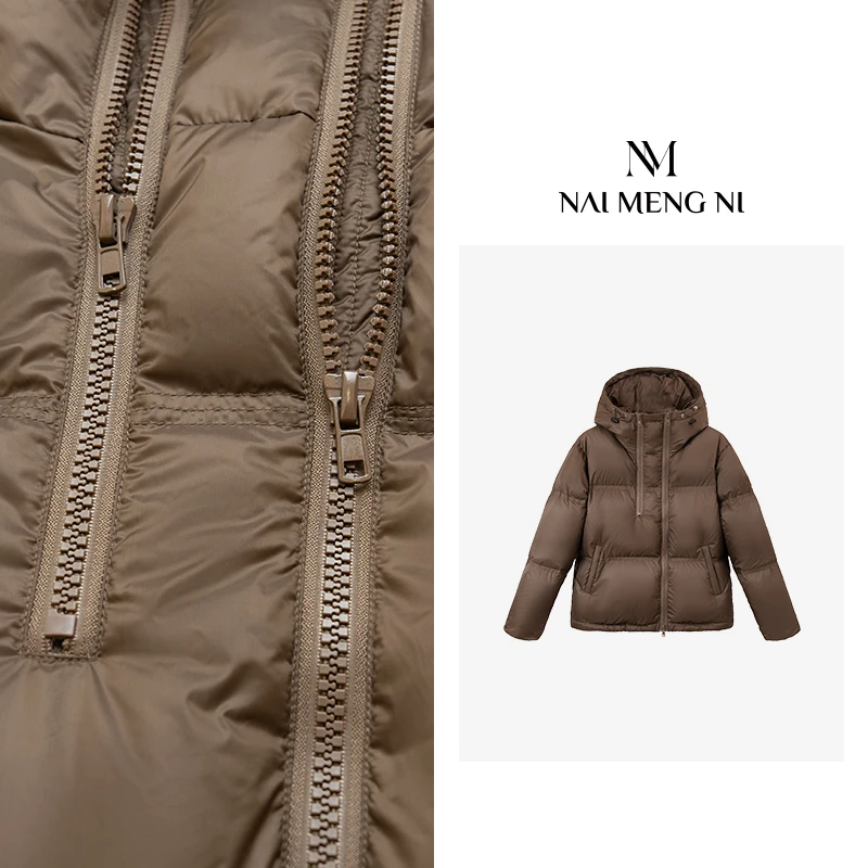 雪大 极简风保暖热力感不规则拉链【90鹅绒服】 23N9668