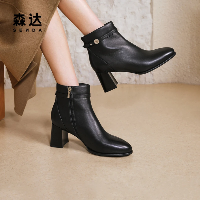 森达时尚瘦瘦靴女冬季新款商场同款气质靴子女长筒靴XEW01DD4