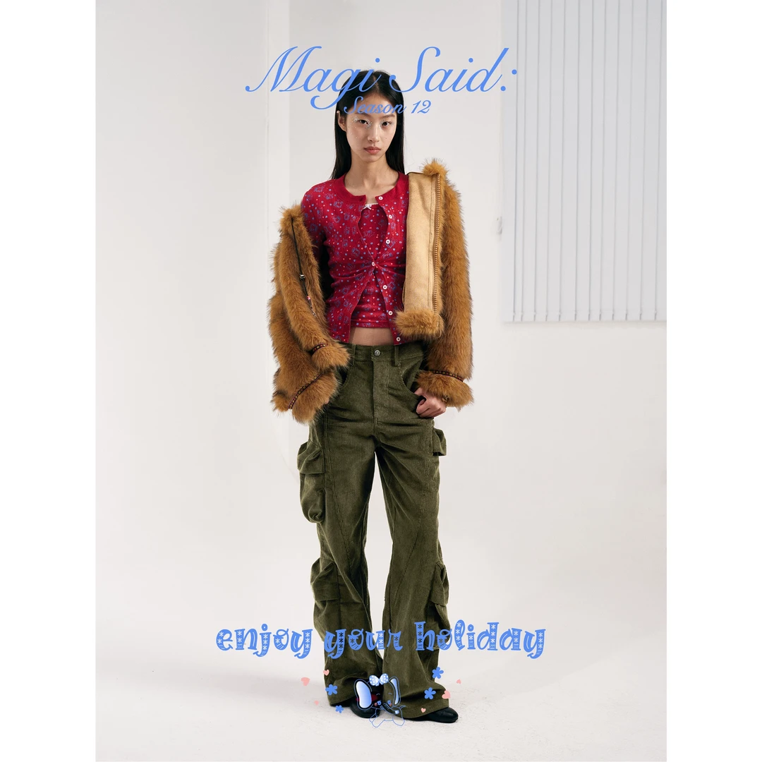 【灯芯绒长裤现货】灯芯绒多口袋阔腿裤Corduroy Cargo Pants