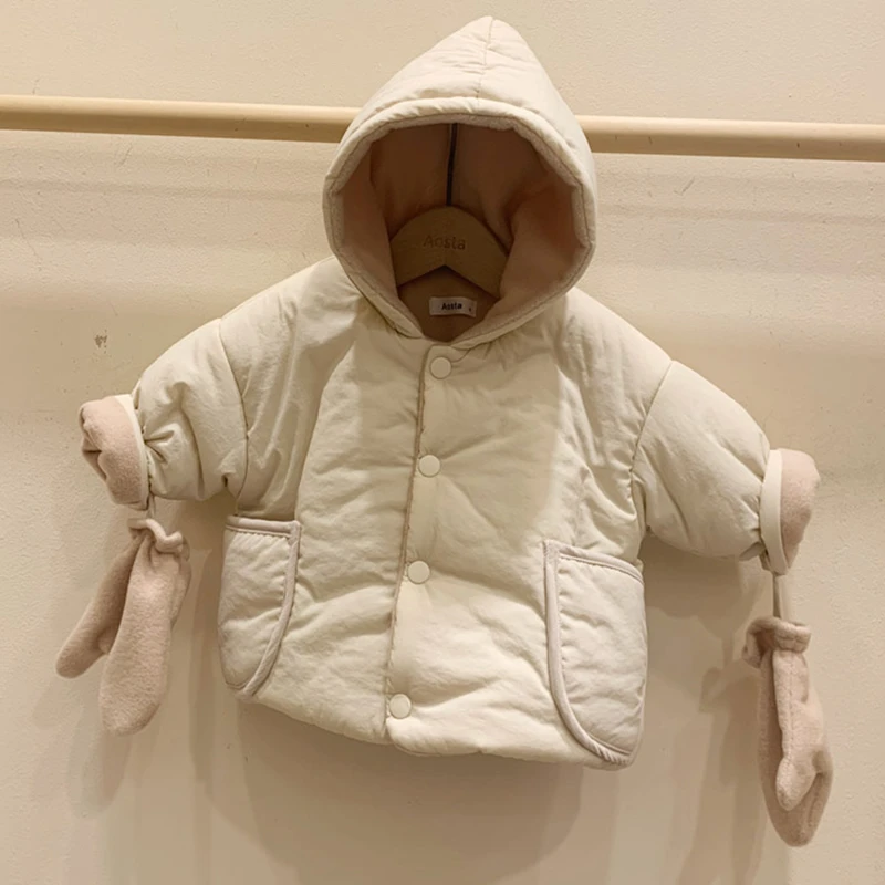 【手套棉衣】TQ20D79婴幼儿保暖棉袄男女宝宝加绒连帽外套可两面穿