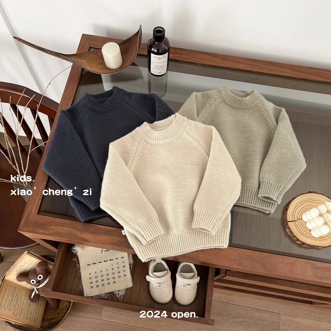 T24D136新款秋冬毛衣套头针织上衣百搭男童女童内搭保暖韩系