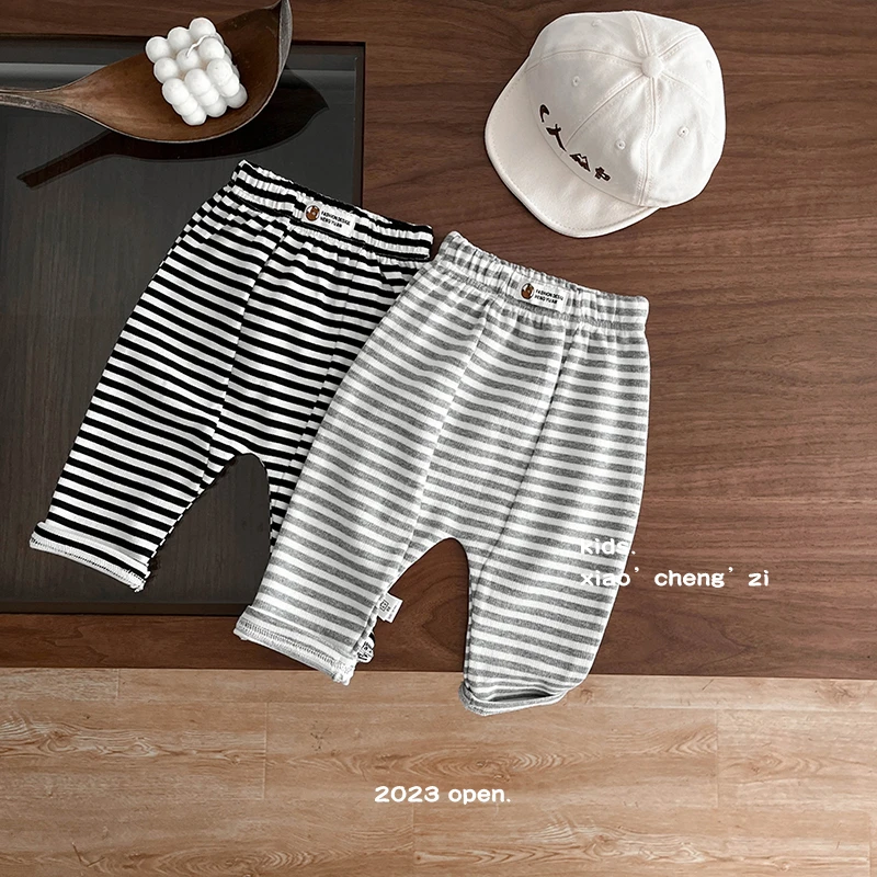 【韩系生】T23Q75韩系男女宝百搭双条纹PP裤婴幼儿简约休闲裤