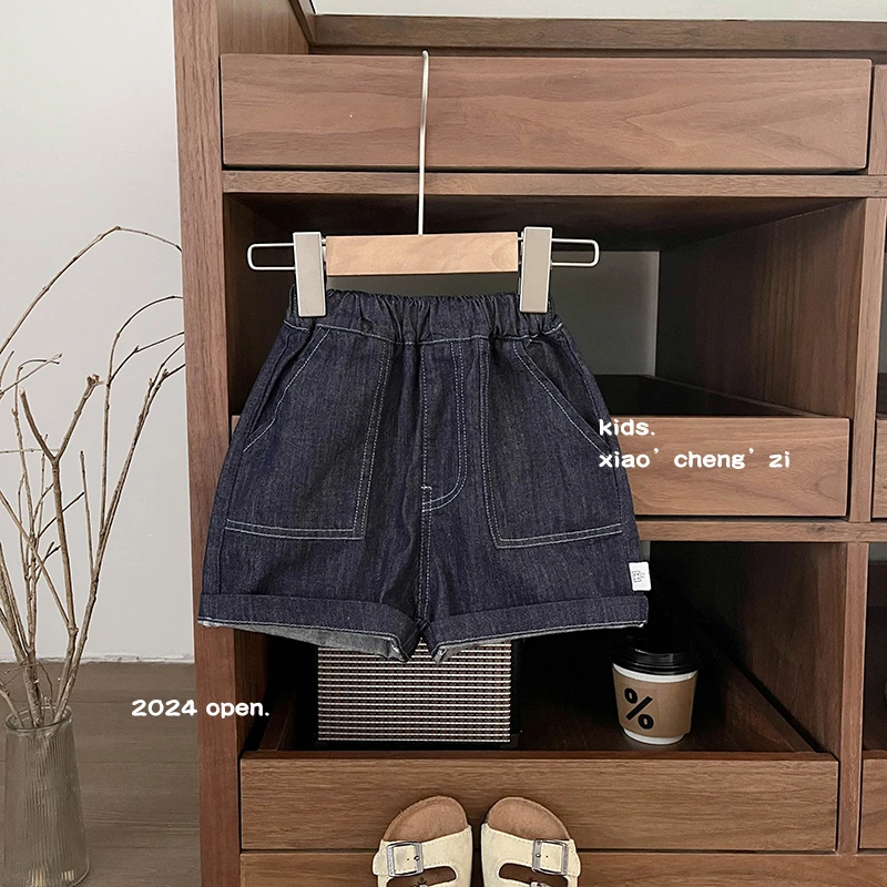 T24X131男童夏季不褪色牛仔短裤婴儿韩版中裤宝宝外出休闲裤子潮