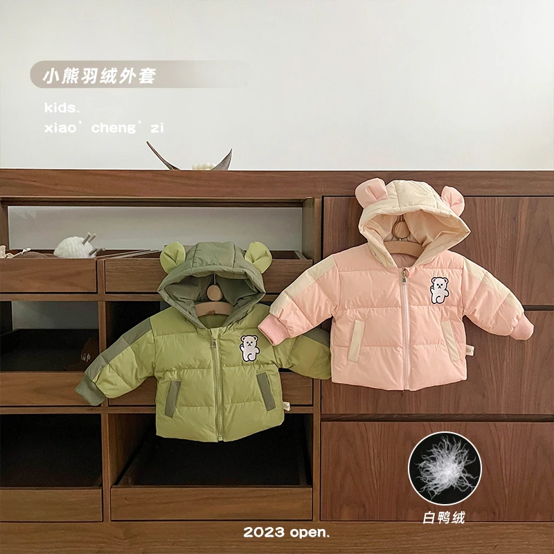SN-23D03冬季连帽婴幼童加厚保暖羽绒服小熊卡通洋气时尚百搭韩版