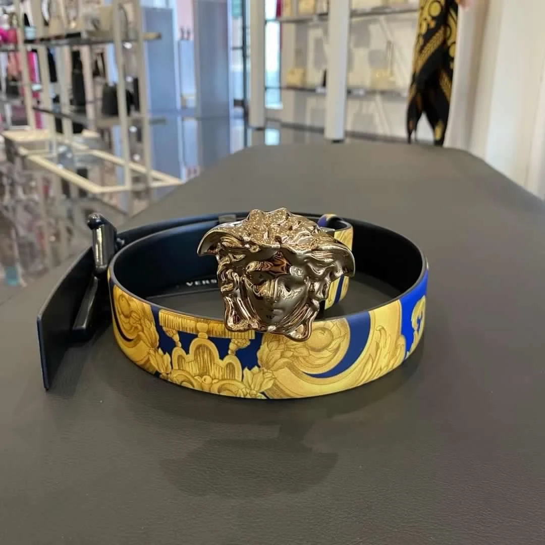 Versace/范思哲男士美杜莎金扣巴洛克时尚印花腰带