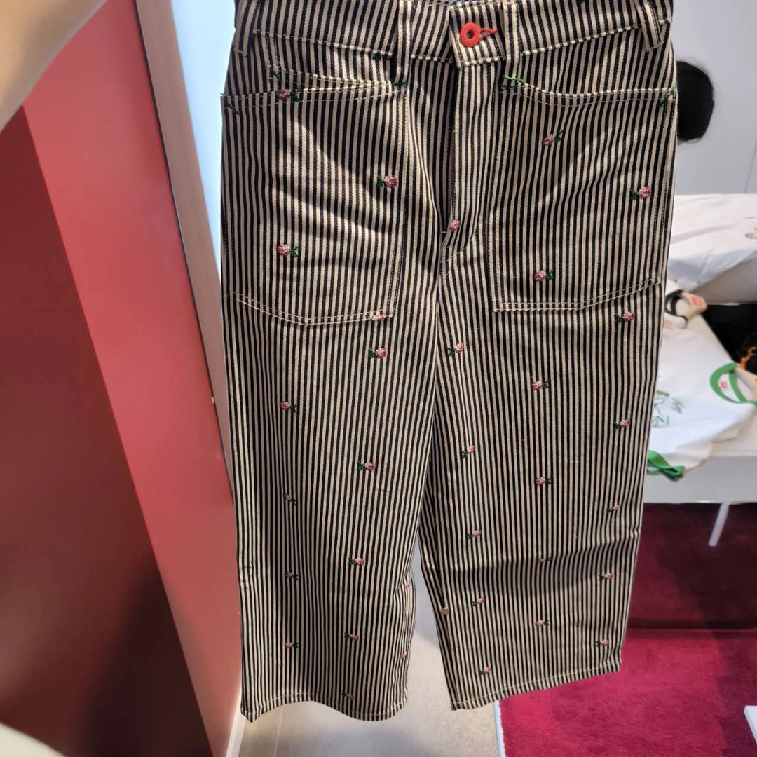 KENZO/肯佐女士时尚条纹刺绣休闲裤