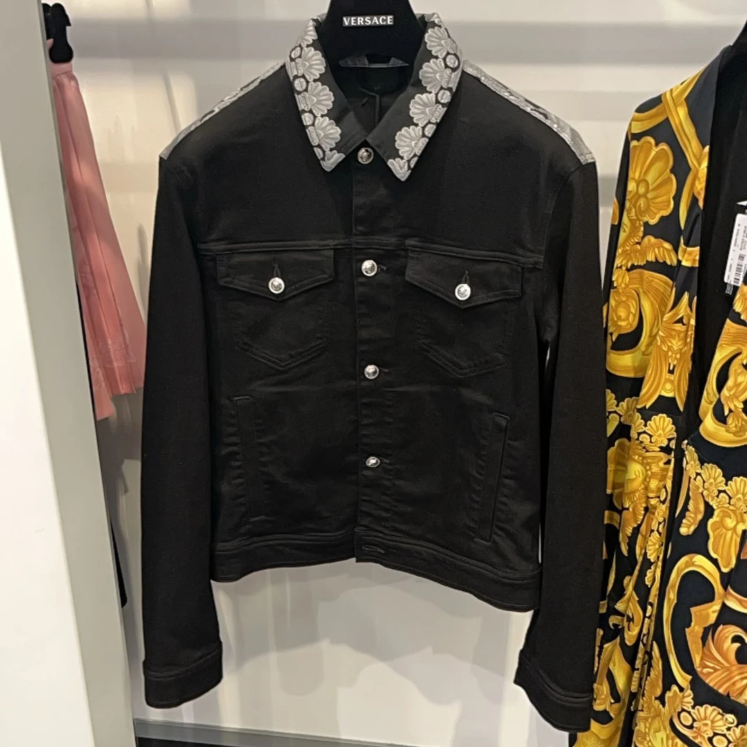 未使用 VERSACE/范思哲 男士巴洛克印花拼接牛仔外套多色