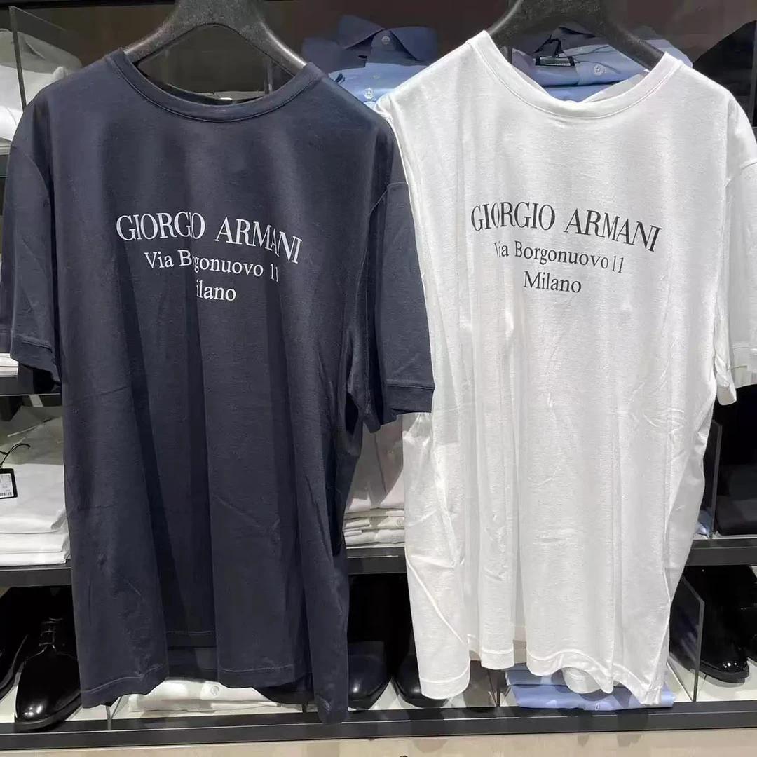 全新未使用 GIORGIO ARMANI/阿玛尼 GA男士经典字母时尚休闲短袖