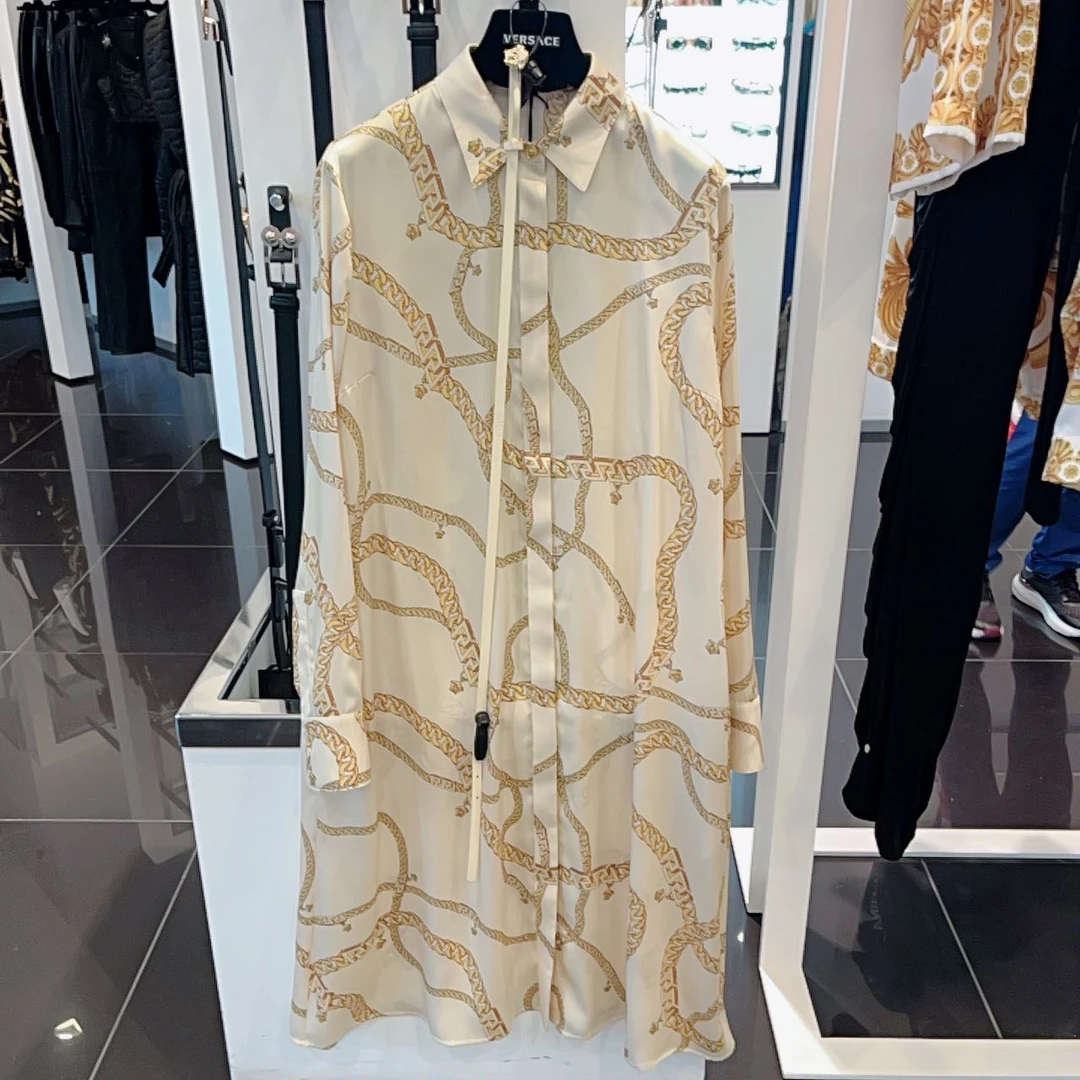 全新未使用 VERSACE/范思哲 女士链条印花连衣裙送腰带