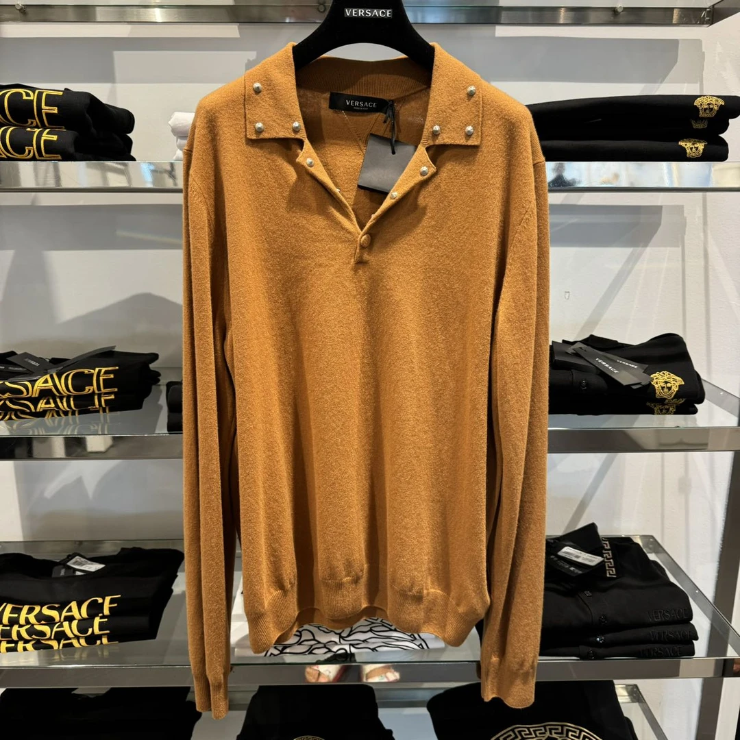 Versace/范思哲男士铆钉长袖针织毛衣POLO衫