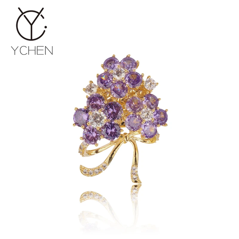 铜合金胸针 水晶手捧花磁吸扣女气质高级感精致别针