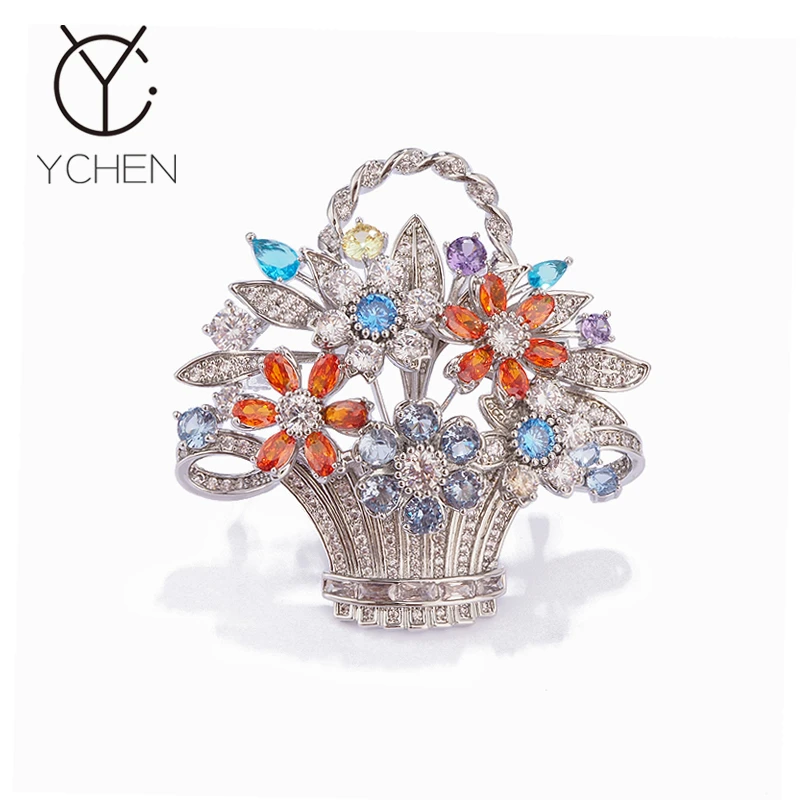 铜合金胸针 宫廷水晶公爵夫人花篮胸针女高级感精致