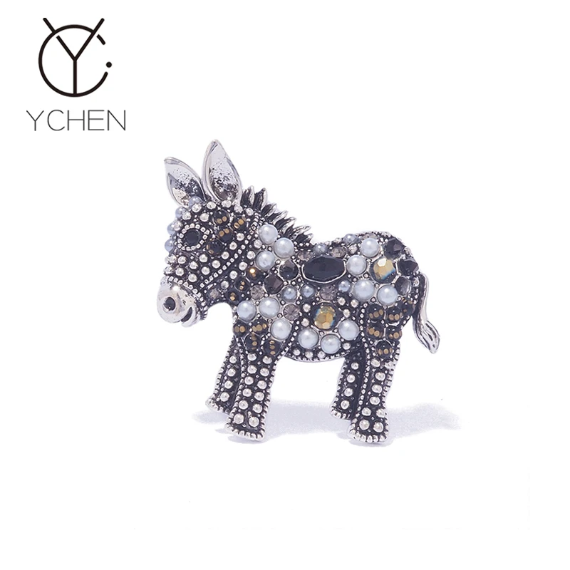 铜合金胸针 小毛驴胸针女中式高级感复古西装配饰别针