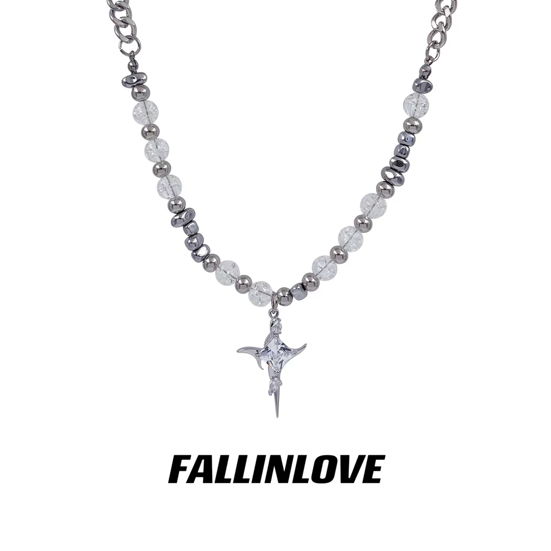 钛钢项链 [万花冰镜 ]高级轻奢锁骨链男女小众不掉色情侣吊坠配饰