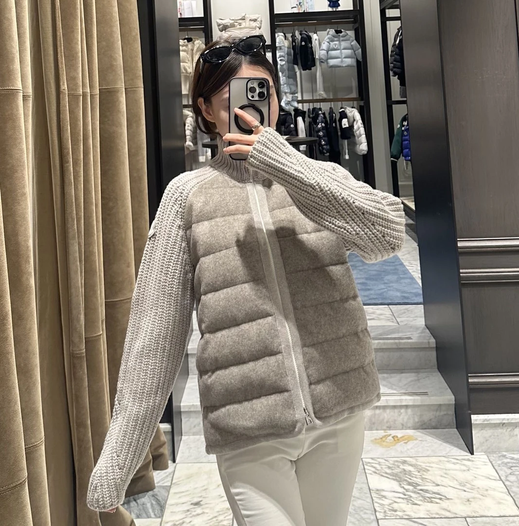 全新未使用 MONCLER 蒙口 立领针织拼接羊毛外套CARDIGAN TRICOT