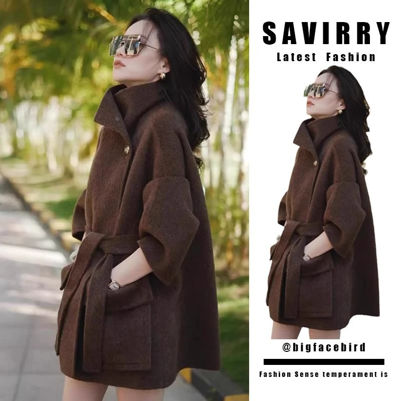 外套高端秋冬2023新款今年流行冬季呢子大衣女感双面羊绒毛呢
