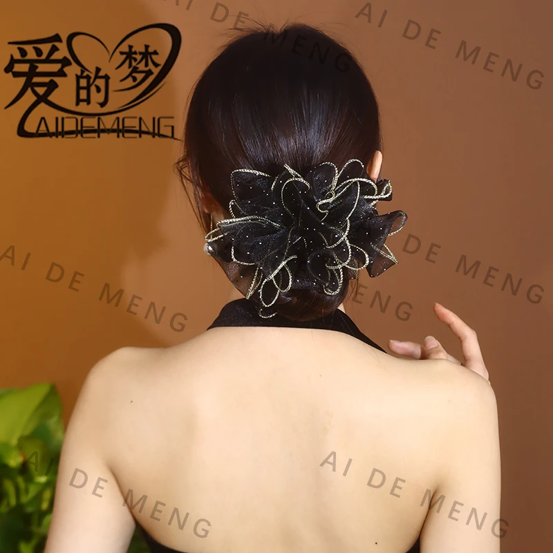 爱的梦新款发绳蓬松花苞头皮筋多层显发量成人布艺气质头饰